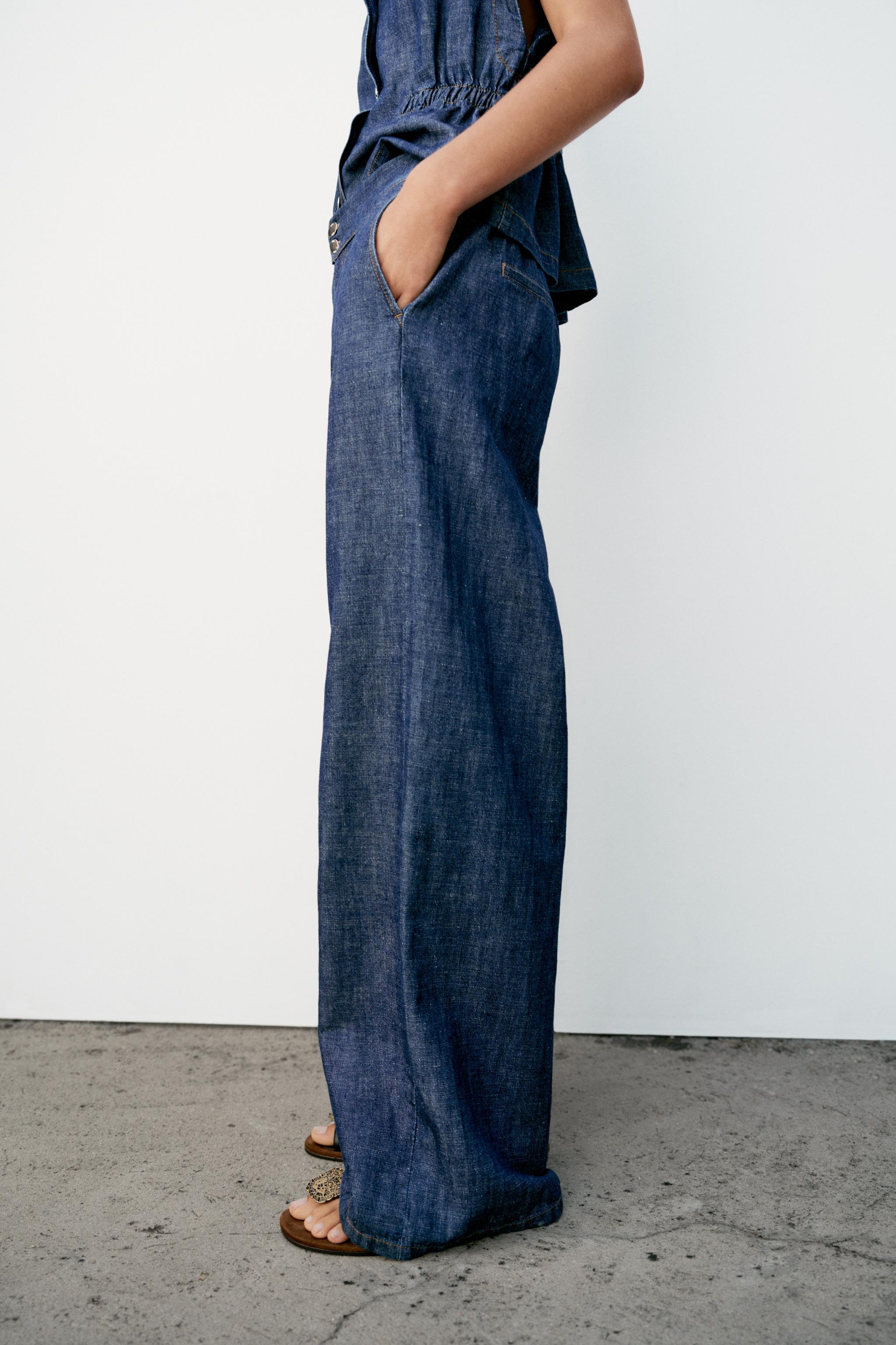LINEN BLEND STRAIGHT LEG PANTS